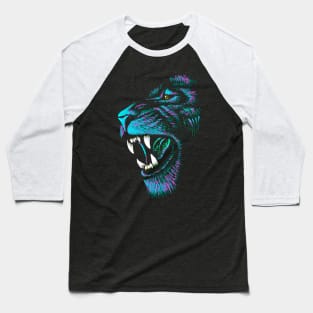 Artistic Lion Head - Blue Lion Drawing Baseball T-Shirt